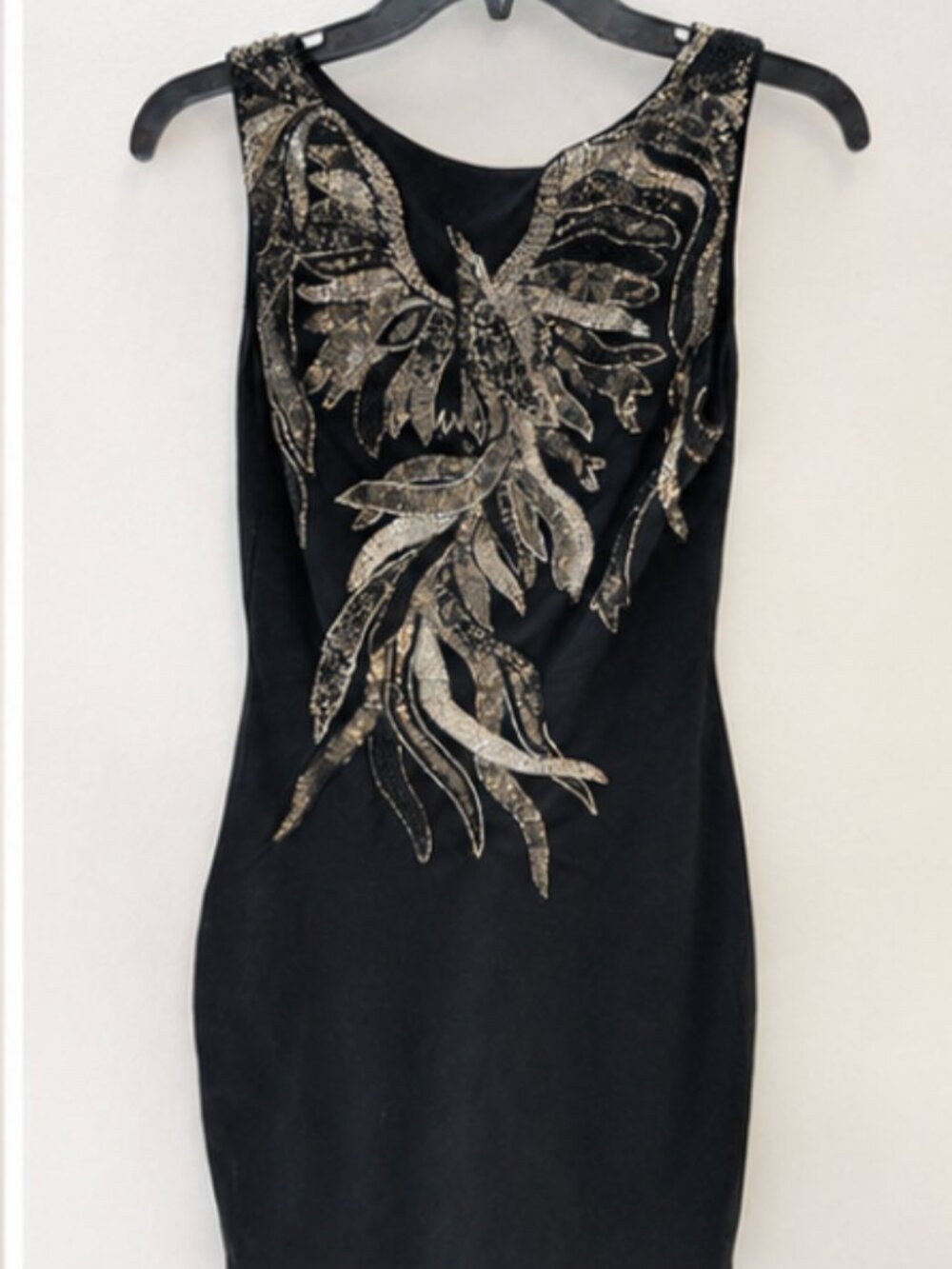 Haute Hippie Black Sequin Phoenix Rising Wing Motif Sleeveless Dress 2